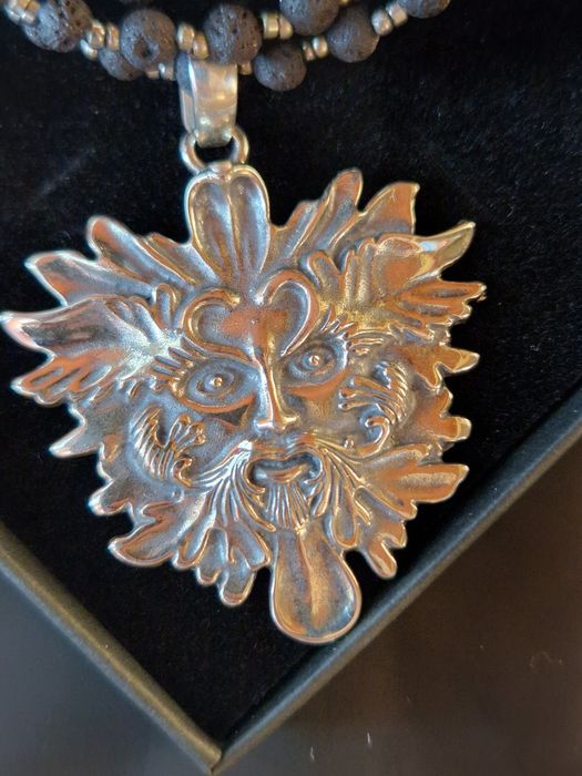 Colier lava vulcanica si pandantiv argint 925