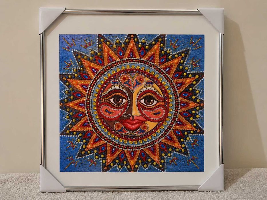 Tablou Diamond Painting Handmade, Soarele Vieții, Înrămat, 42 x 30 cm - PRET REDUS