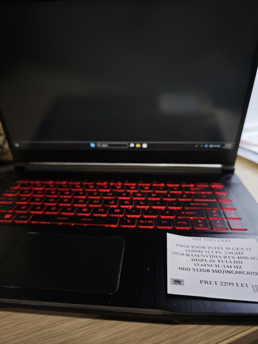 Amanet Royal: MSI Thin GF 63 /Intel i5 Gen 12 / Nvidia 4050 / SSD 512 GB