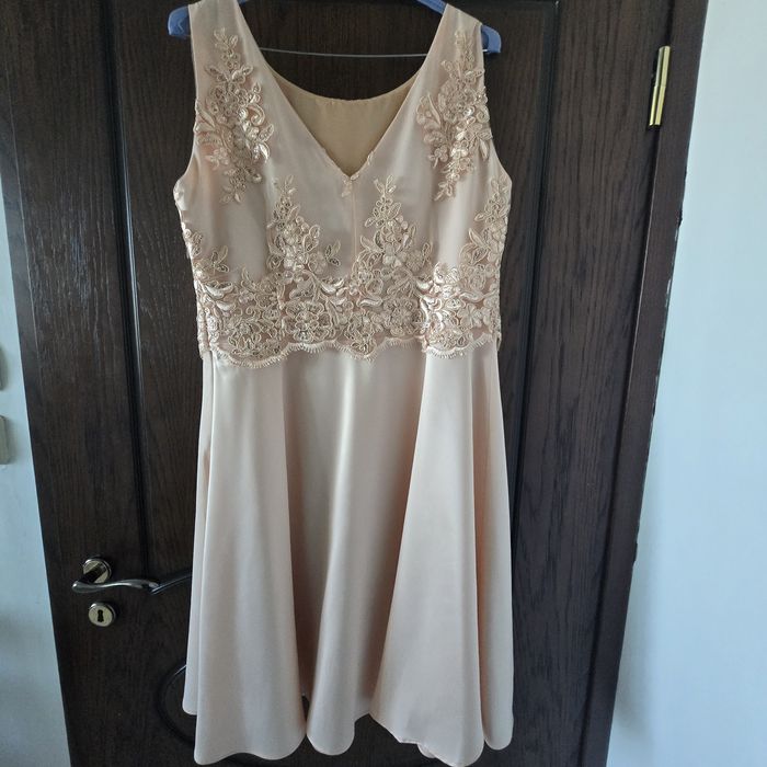 Дамска официална рокля за сватба, кръщене бал, повод цвят праскова