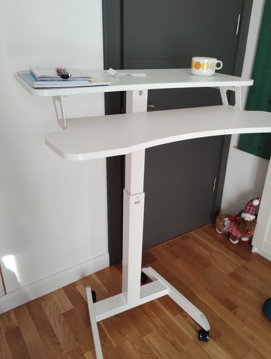 Birou reglabil pe inaltime, Ergo Office ER-444W, 80 x 40 cm, alb, blat