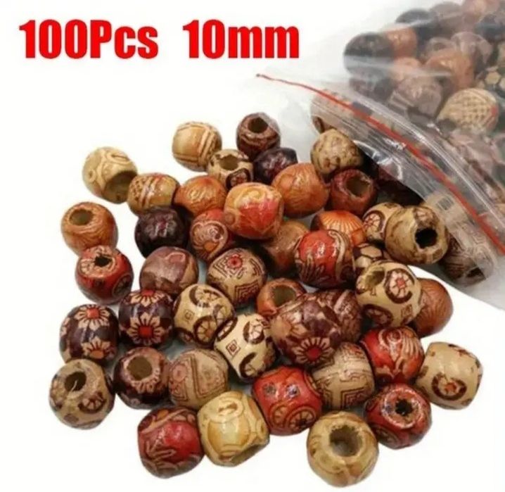 100 броя талисмани от дърво за гривна