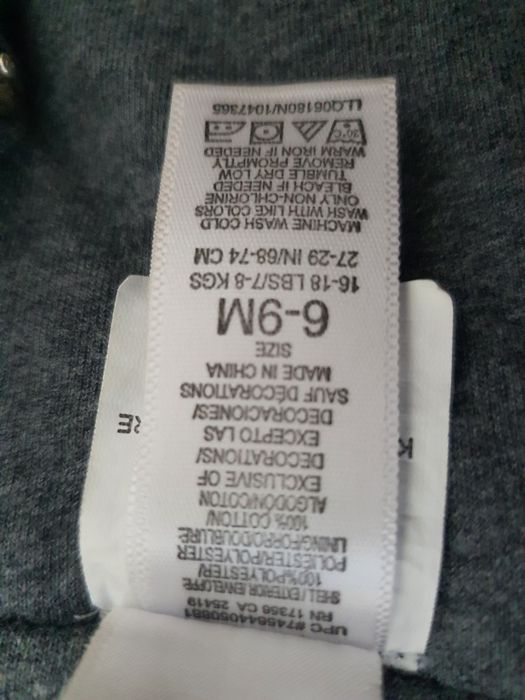 Salopeta blăniță ursulet alb combinezon bebe 6-9 luni overall