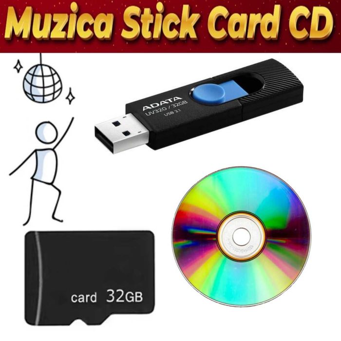 Stick USB cu Muzică- DVD-uri de  Petrecere 200 de melodii Vânzare