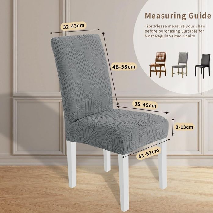 Set 6 Huse Elastice Scaune Dining Gri Deschis Lavabile