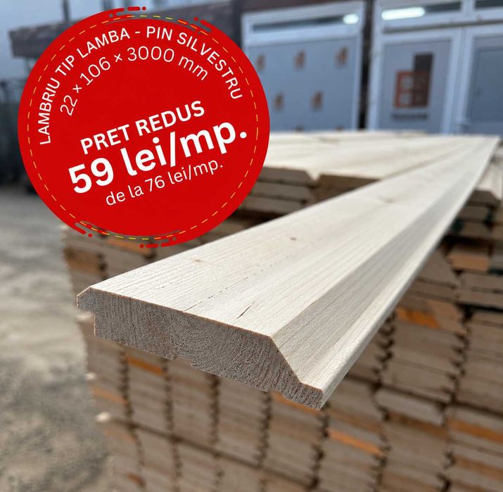 NOU! Lambriu tip LAMBA - Pin Silvestru - 22x106x3000mm