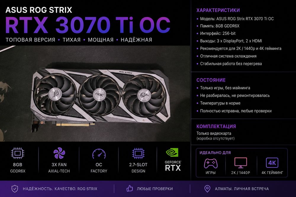 Видеокарта NVIDIA Asus ROG STRIX RTX 3070ti 8GB