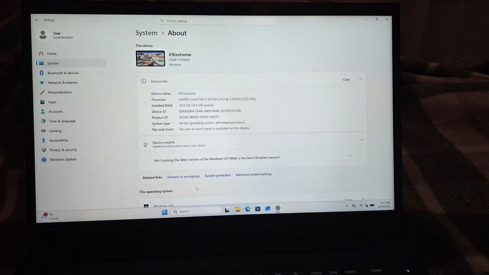 Lenovo X1 Extreme i7, 32 GB RAM