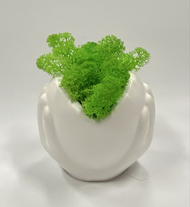 Керамична ваза със сапунени цветя и скандинавски мъх