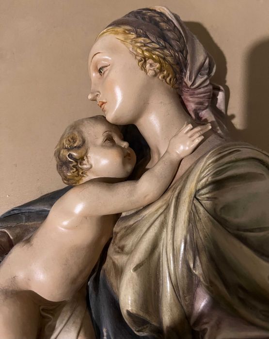 Superba aplica portelan-Madona cu pruncul-A.Borsato-Milano