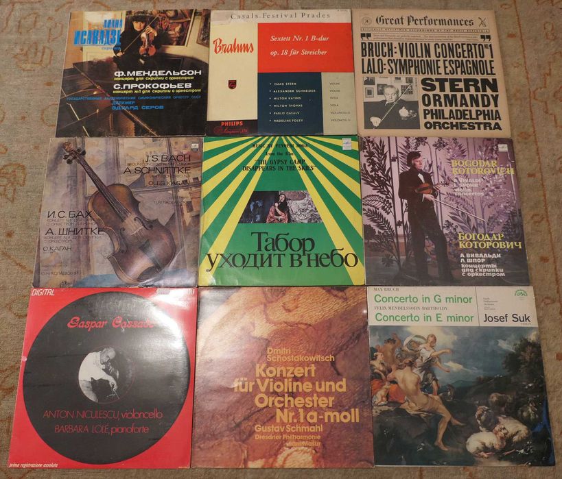 Discuri Vinyl si de Ebonita shellac 78rpm Romanesti Straine Muzica Pop Rock Disco 12" 10" sau 7" Single Povesti Basme Clasica Culta Opera Usoara etc.