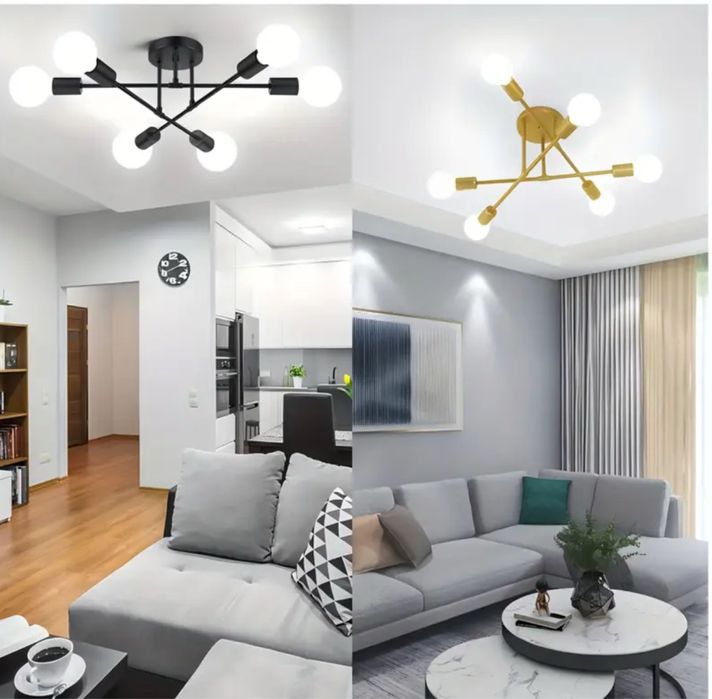 Люстра золото никель 6 с лампочками