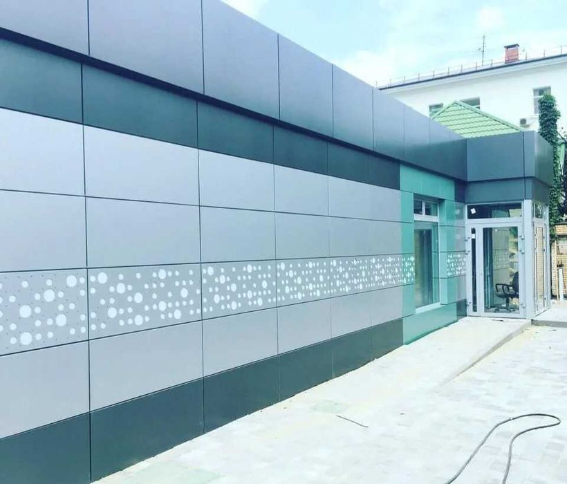 Сухой монтаж фасада, вентилируемый фасад, алюкабонд, тункафон, гранит