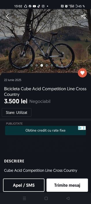 Vând bicicleta cube