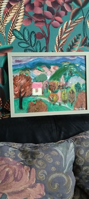 Tablou vechi românesc_Ghiață Dumitru " Valea