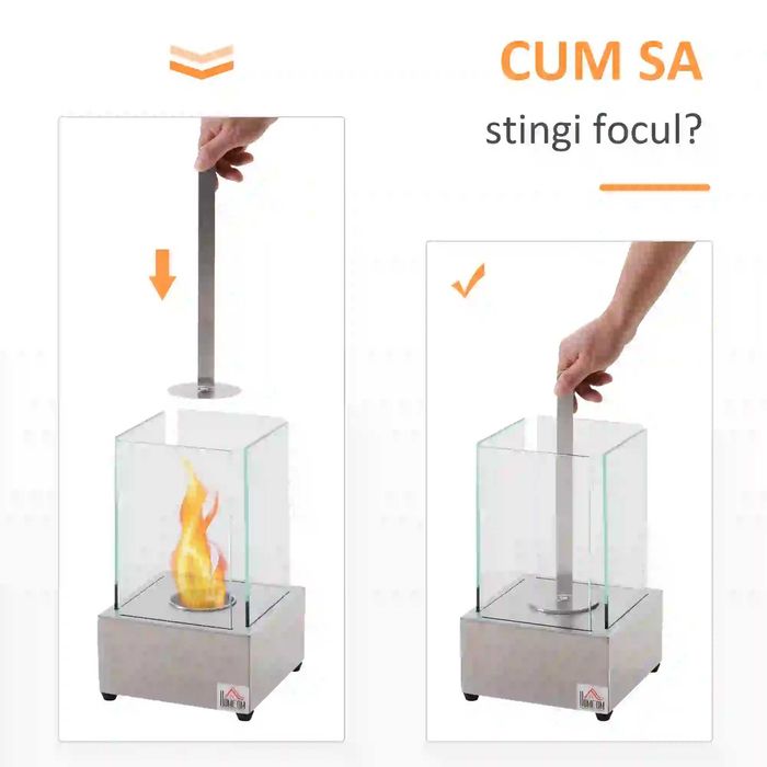 Semineu de masa otel si sticla arzator 0,4L - NOU, in cutie !!