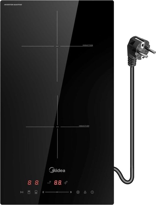 Индукционен котлон Midea MIH351D257KO с 2 зони за готвене, 28,8x52 см
