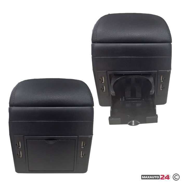 Подлакътник универсален черен с 6 USB - PG25 За Кола Автомобил МПС Бус Микробус с кабел За Зареждане