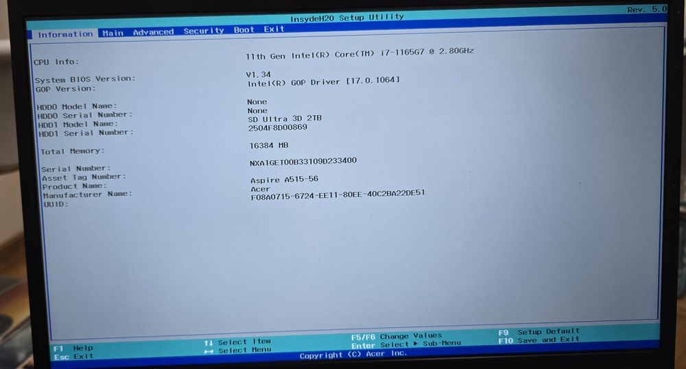 Laptop Aspire 5 A515  generatia 11 i7 ssd  2T  15.4 stare 9/10