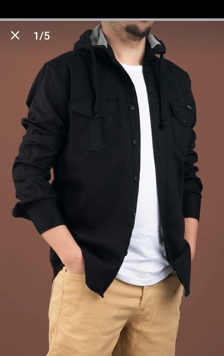 Cămașă Noua De Blugi Cu Glugă Slim Fit Bărbați Bumbac 100% De Calitate