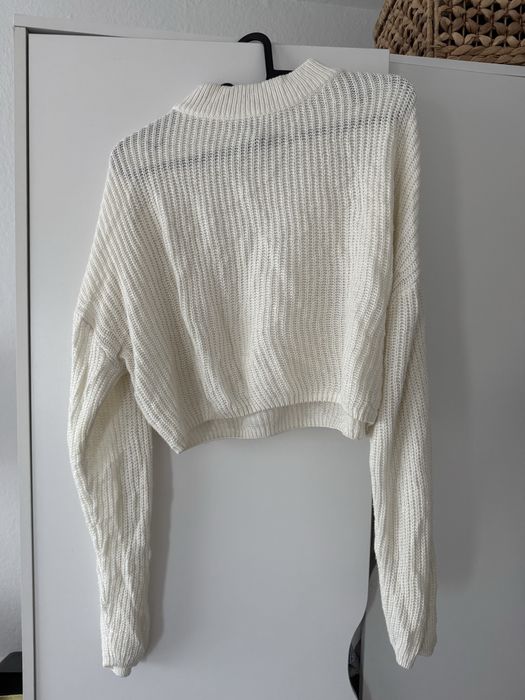 Бял къс пуловер S