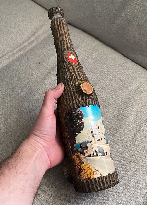 Sticla imbracata in lemn cu dop - colectie