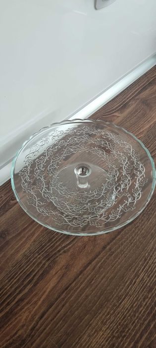 Стъклен поднос с капак/плато с капак на столче