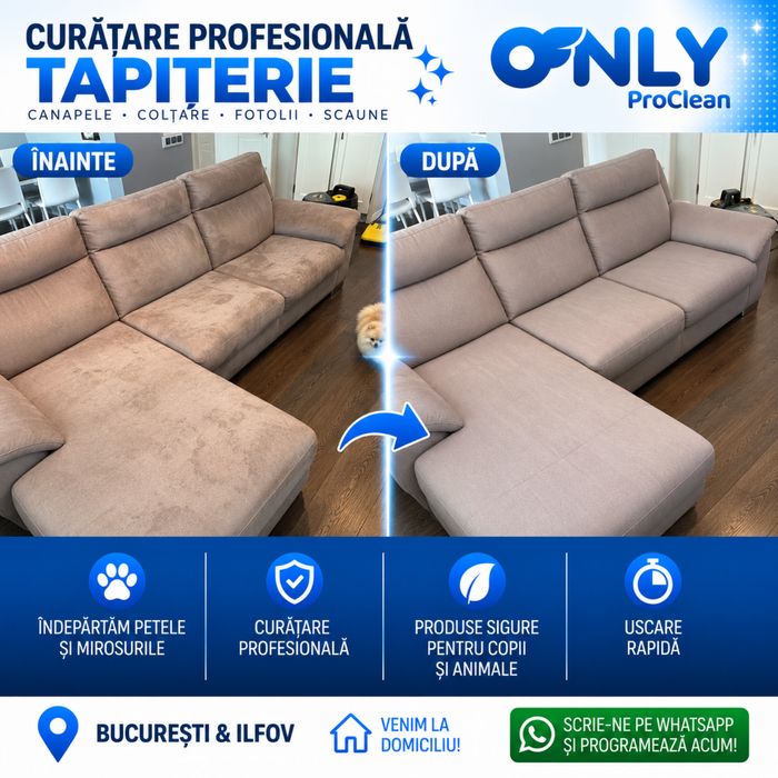 Curățare canapele, saltele, fotolii, scaune și tapițerii – București, Ilfov