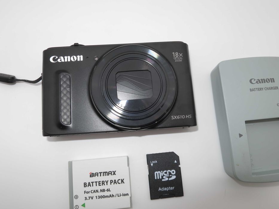 Canon PowerShot SX610 черен ултра компактен цифров фотоапарат, дигитална камера, 18х оптичен зум, Wi-Fi, NFC, Full-HD видео, като НОВ - работи отлично