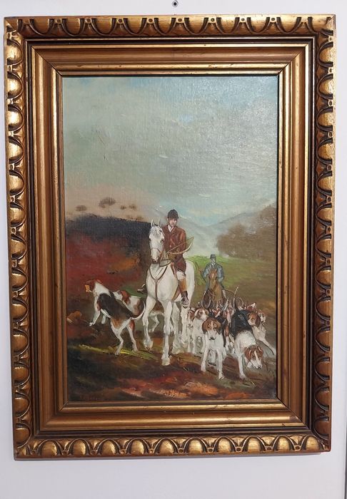Pereche picturi vânătoare – semnate F. Medina – ulei pe placaj