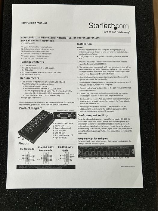 Adaptor Hub Serial cu 8 Porturi USB la RS232/RS485/RS422