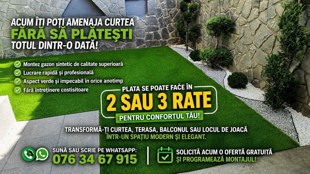 Montaj Gazon Artificial Plata in Rate