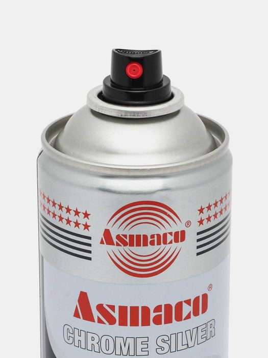 Краска аэрозольная хром серебро, акриловая краска, Asmaco