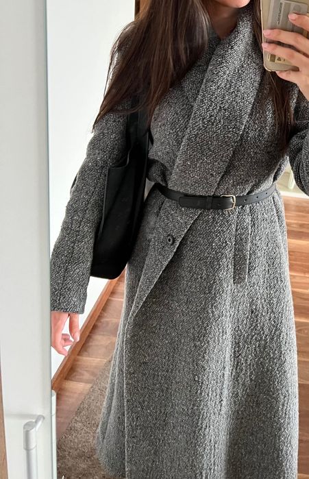 Vand palton clasic nou lung gri S-M