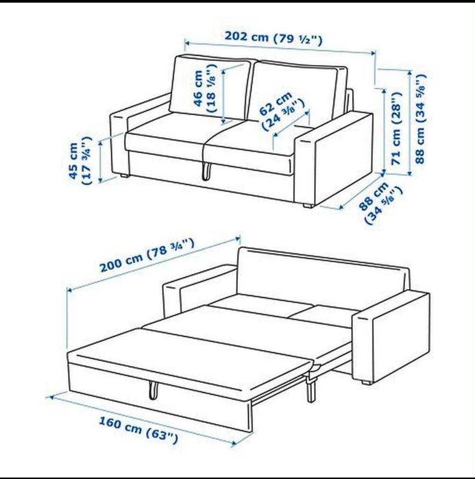 Триместен разтегателен Диван Ikea Vilasund