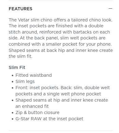 G-STAR, pantaloni chinos, Vetar Slim Chino, W31 L32, Talie 42cm