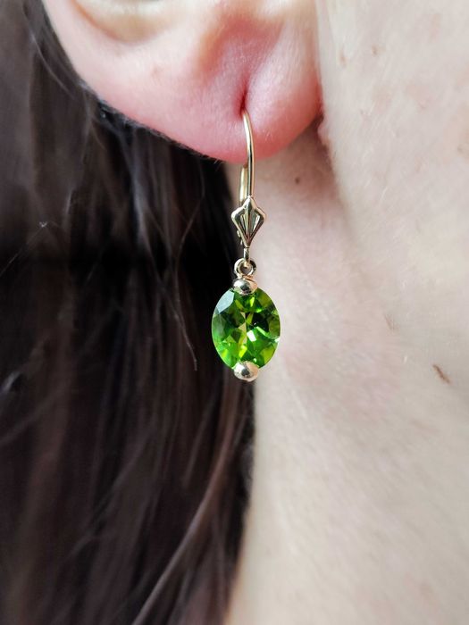 Cercei aur 14k cu Peridot natural Unicat
