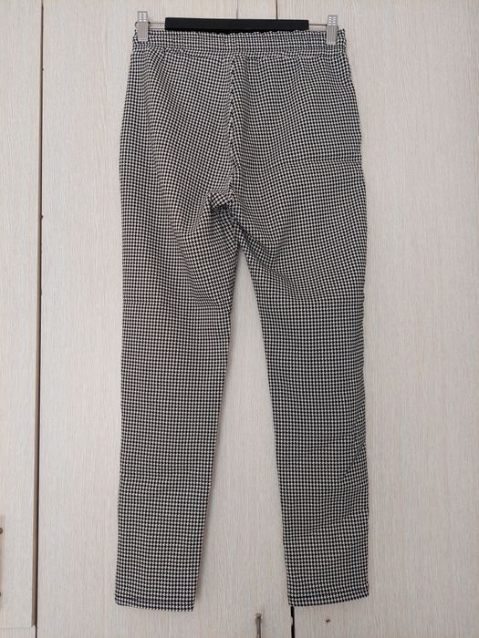 Pantaloni damă Made in Italy pied de poule alb negru elastici mărimea XL