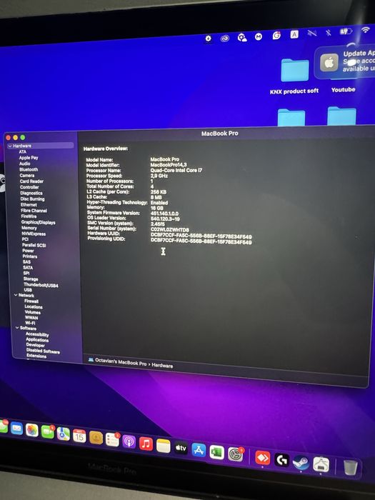 Vand Macbook Pro 16” i7 Touchbar 2019. 16GB Ram. NU SE INCARCA