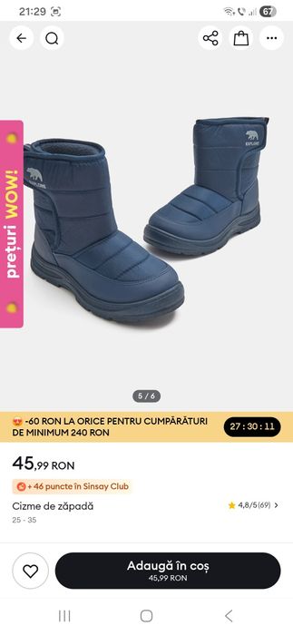 Cizme zăpadă noi cu etichetă mărimea 32