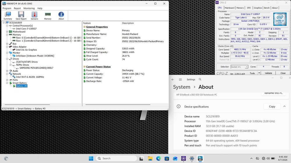 HP EliteBook x360 830 G8 Touch Screen i7-1185G7 32GB 512GB SSD