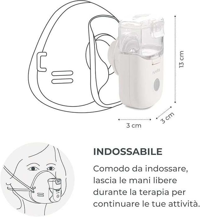 Преносим аерозолен инхалатор Nuvita 5078 MESH,  самопочистващ се с акумулаторна батерия