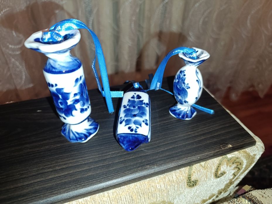 Новогодним игрушки на ёлку Гжель новая