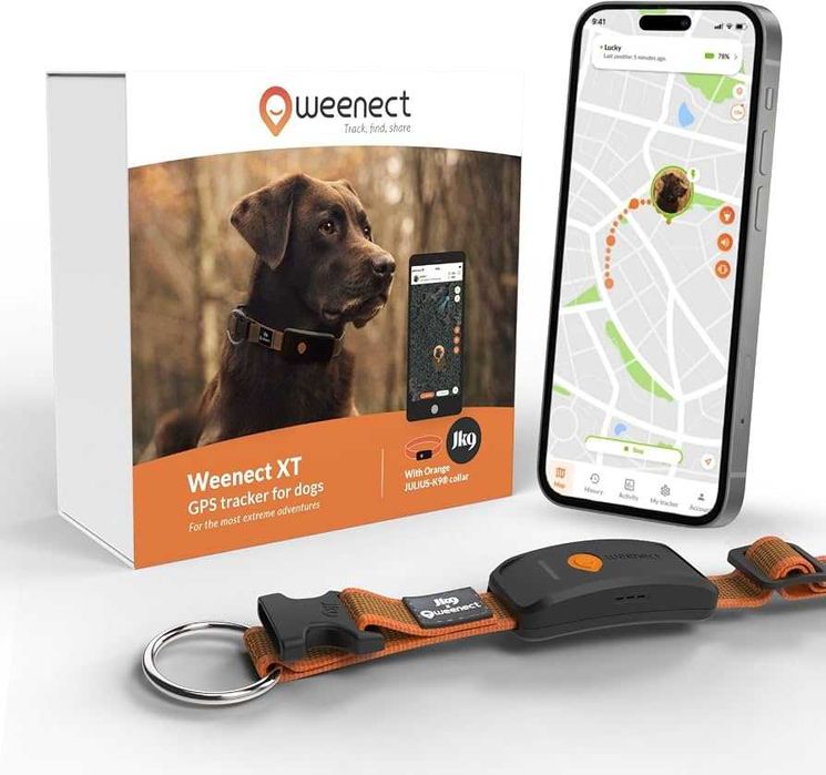 Нов GPS тракер за кучета Weenect XT Pack най-мощния и надежден GPS тракер за кучета на пазара (Orange)