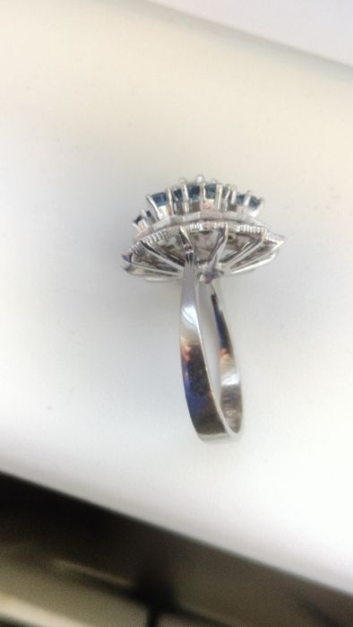 Inel aur 14k diamant și safire naturale certificat
