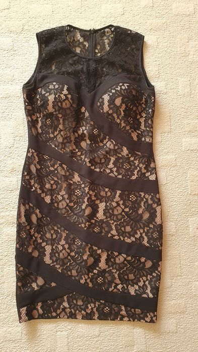 Rochie de seara dantela negru+roz mar 38