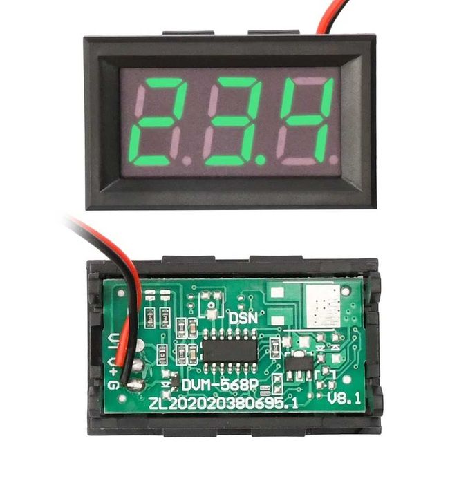 Voltmetru Digital de Panou, 0 - 99.9V, /0-200V /4.5V - 30V Rosu /Verde