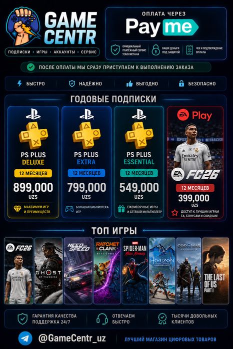 Подписка PS Plus Essential, Extra, Deluxe