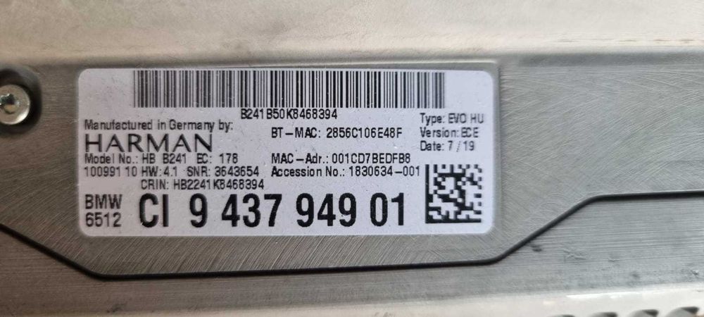 Modul unitate navigatie NBT EVO hu BMW cod 9437949