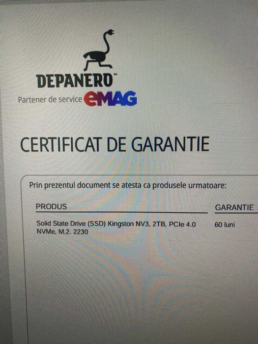 Kingston NV3, 2TB, PCIe 4.0 NVMe, M.2. 2230 6000 MB/s